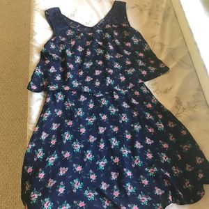 Navy Floral Peplum Dress